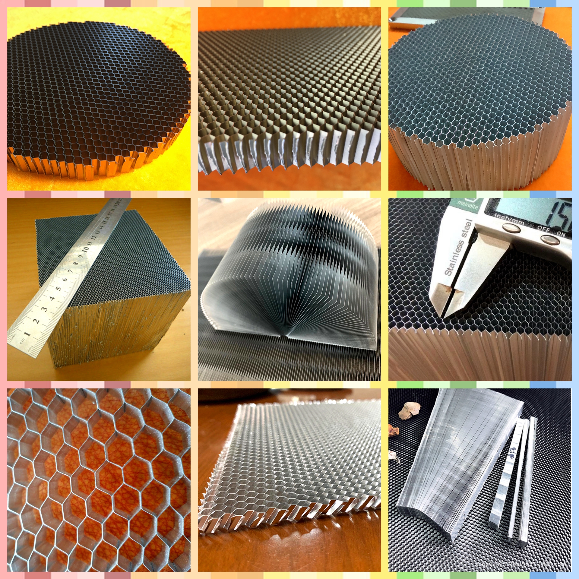 Sample pictures of aluminum honeycomb core